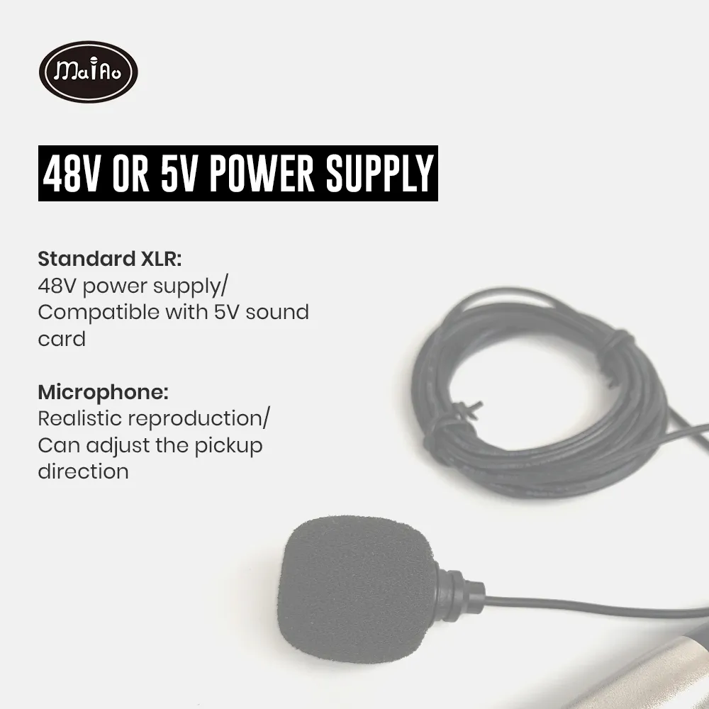 48v headset condenser microphone｜xlr interface｜for streaming, recording & camera